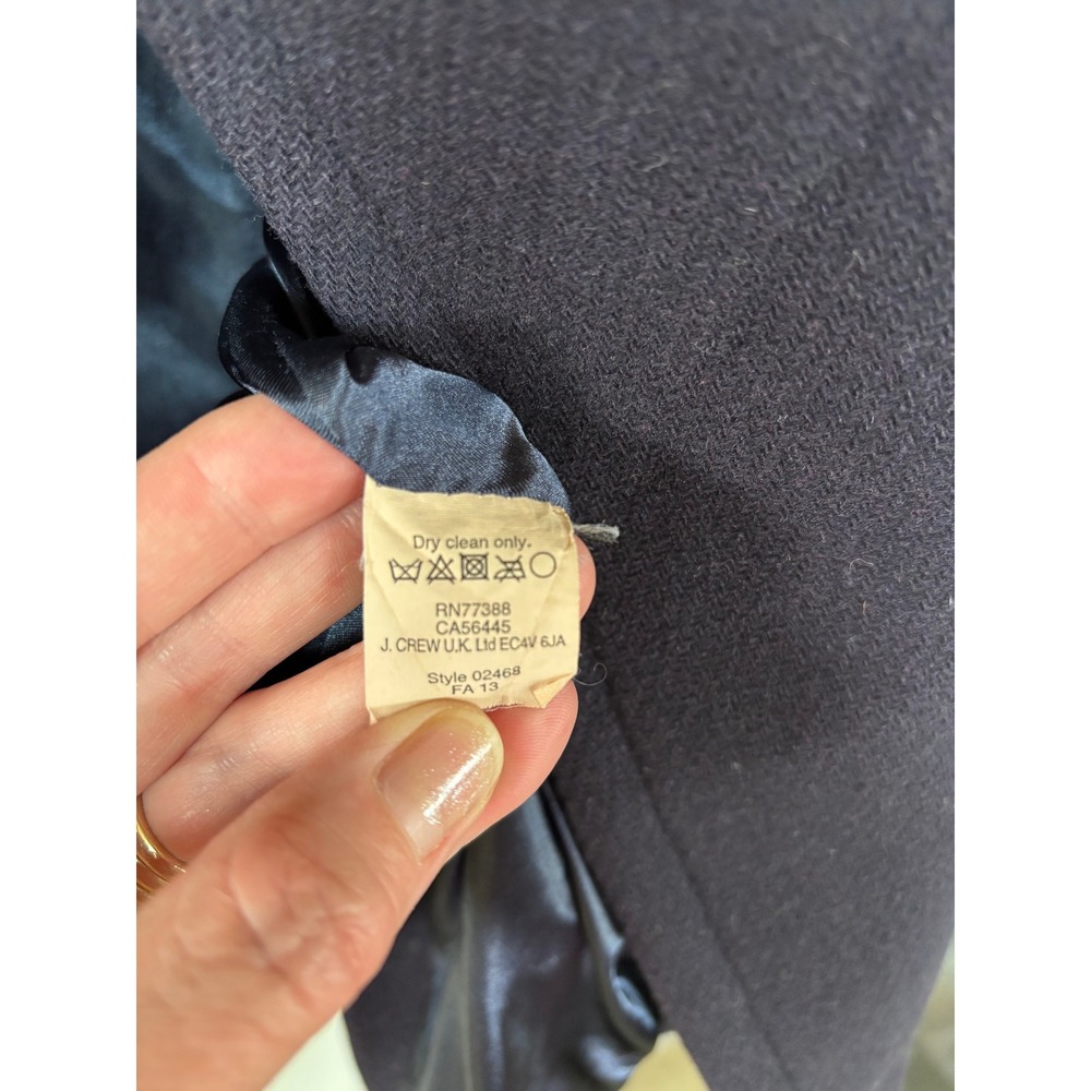 J.Crew Stadium Cloth Nello Gori Wool Peacoat Navy Blue 8 - Picture 4 of 10